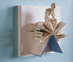 Book sculpture-The Thinker- by Daniel Lai