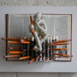 book sculpture pencil burst-daniel lei