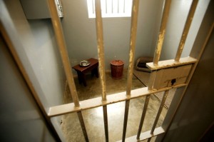 Mandela's cell on Robben Island. One of the places he was incarcerated during his 27 years in prison.